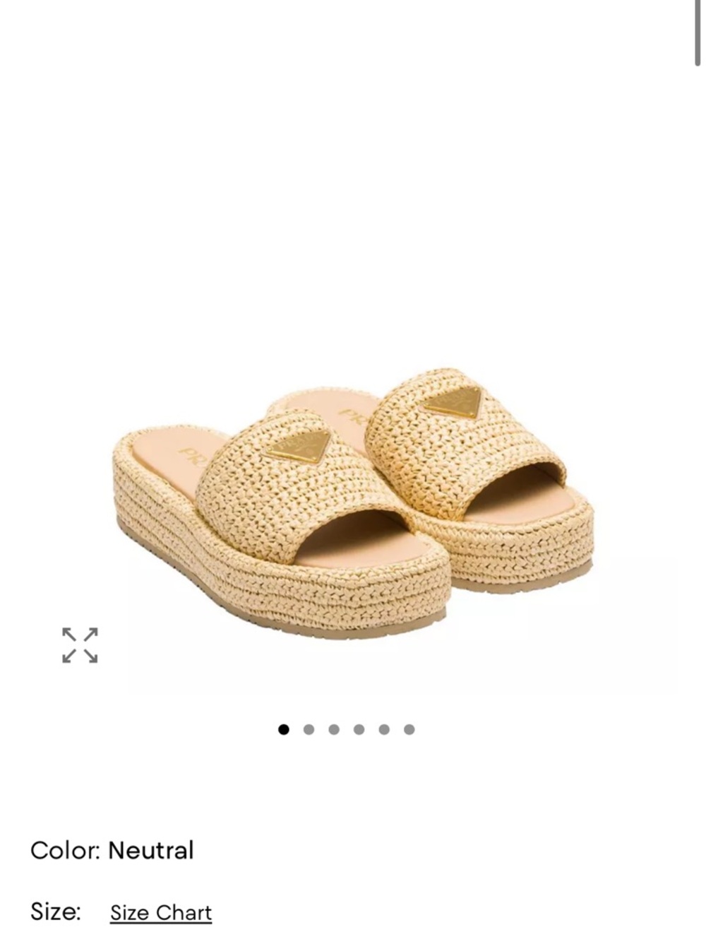 Prada Raffia Neutral Woven Platform Slide Sandals size 40 - 10 - Picture 3 of 9
